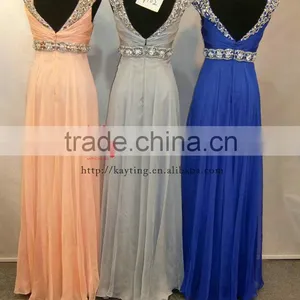 Elegant Sleeveless Beaded Dark V Backless Evening Dress New thumbnail-5