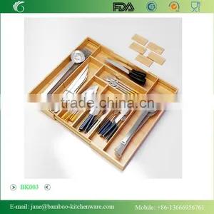 Bamboo Expendable Flatware Silverware Kitchen Drawer Organizer Clutter thumbnail-1