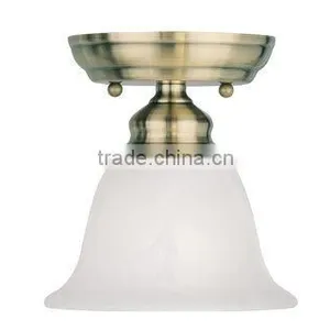 Antique Brass Simple Semi-Flush Ceiling Fixture With 1 Light thumbnail-1