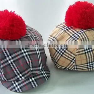 Hot Plaid Ladies Fashion Cap With Ball on the Top thumbnail-4