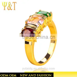 Jingli Jewelry Gold Plated Wedding Ring With Colorful Stones (YJ-391) thumbnail-1