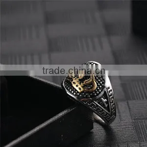 Hiphop Gothic 316L Stainless Steel Gold Crown Ring for Men thumbnail-2