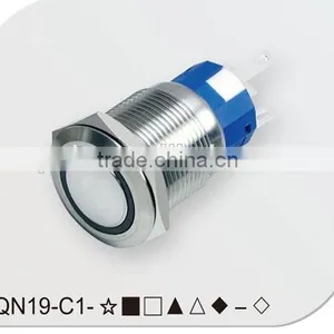 QN19-C1 19mm 12V Blue Led Angel Eye Metal Momentary Black Car Switch thumbnail-2