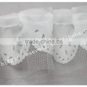 Simple Design 5cm Width Polyetser Folded Mesh Fabric Bridal Trim in White thumbnail-3