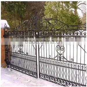 Custom Height and Colors Steel Main Gate Designs Electrostatic Spraying thumbnail-1