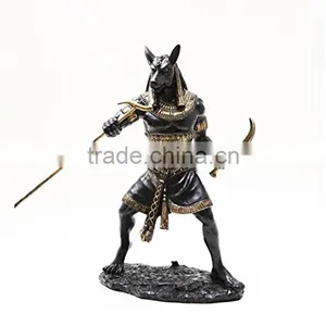 10-inch Handmade Painted Fighting Warrior Mythological Poly Resin Egyptian Statues for Sale thumbnail-1