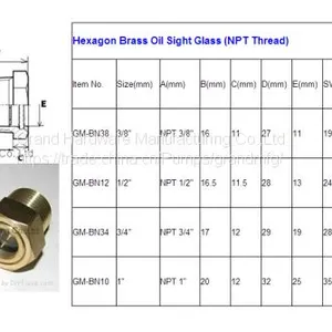 MNPT Thread 3/8 3/4 Compressor Oil Sight Glass for Pump Brass Oil Levels Indicator thumbnail-2