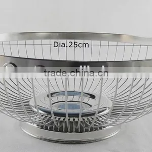 Different Size Round Shape Metal Wire Fruit Basket Chrome thumbnail-3