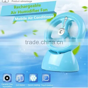 Mini Water Mist Desk Fan Multi-functional USB Rechargeable Super Mute Mini Table Fan With Humidifier Portable Office Fan thumbnail-1