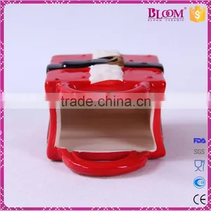 Handmade Craft Ceramic Christmas Red Gift Basket thumbnail-5