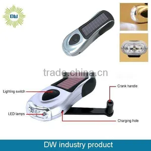 LED Rechargeable Solar Dynamo Flashlight thumbnail-1