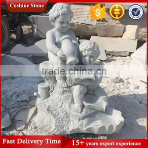 Home Used European Style Boy White Marble Water Fountain thumbnail-1