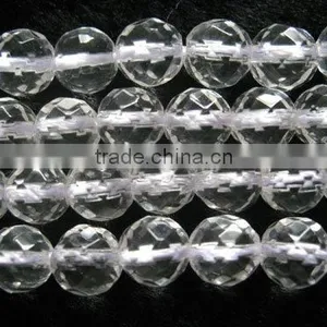 Round Faced Loose Natural White Crystal Beads thumbnail-1