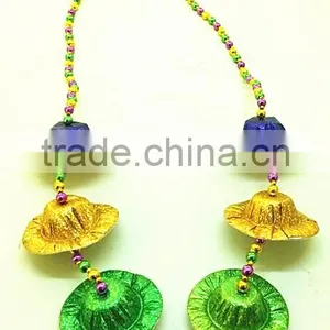 Fashion Mardi Gras Beads and Hat Necklace thumbnail-1