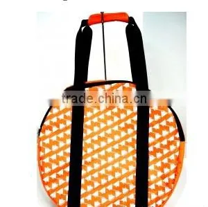 Cutsomeized Size Logo Eco -friendly Orange Round Travel Duffle Bag for Women thumbnail-1