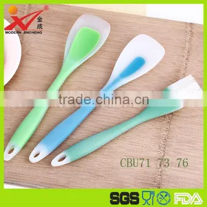 Factory Silicone Handle Colorful Kitchenwares Cooking Tools Set Double Colors Soft Ladle Turner Spoon Kitchen Utensils thumbnail-1