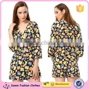 2015 Fashion Girls Long Sleeve Wrap Floral Printed Playsuits thumbnail-1