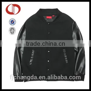 Plus Size Baseball Jacket Custom With Leather Sleeve thumbnail-1