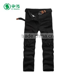 New Design Comfortable Multi Pockets 100% Cotton Mens Cargo Trousers for Wholesale thumbnail-4