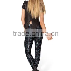 New 2017 DEATHLY HALLOWS LEGGINGS Fashion Women Punk Leggings Geometry Print Pants 2017 thumbnail-2