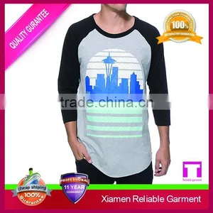 New Design 100% Cotton 3/4 Sleeve Long Line t Shirt Men , High Quality Wholesale Printing Custom Accepted thumbnail-5