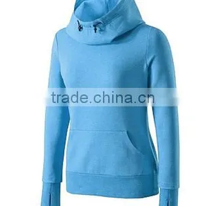 2018 High Quality Custom CVC Fleece New Design Fashion Blank Hooded Lady Hoody thumbnail-5