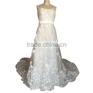 China OEM A Line Long Strapless Wedding Dress thumbnail-1