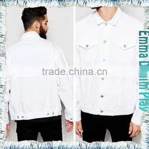 New Korea Mens Soild White Denim Long Sleeves Jackets With Silver Button thumbnail-4