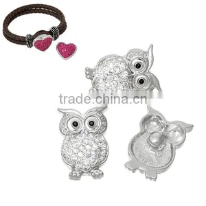 Zinc Based Alloy & Polymer Clay Buttons Fit Snap Button Bracelets Halloween Owl Silver Tone White Clear Rhinestone thumbnail-3