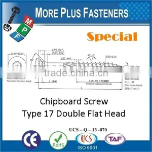 Made in Taiwan Double Flat Head Torx Drive Special Chipboard Screw Type 17 Screw thumbnail-1