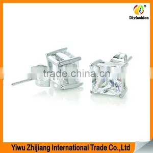 2017 New Fashion Inlay Zircon Platinum Plating Set Auger Square Earrings thumbnail-3