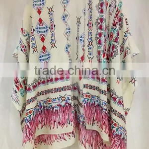 Hot Sale Fashion Printed Open Kimono for Women Viscose Cotton Soft Blouses thumbnail-2