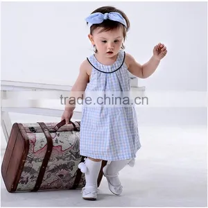 Latest New Model Kid Dress High Fashion Round Neck Girl Plaid Dress thumbnail-1