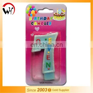 Glitter Number '7' Handmade Baby Shower Number Candle thumbnail-1