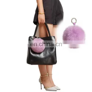 Womens Bag Decoration Charm Handbag Pompom Real Fox Fur Keychains thumbnail-6