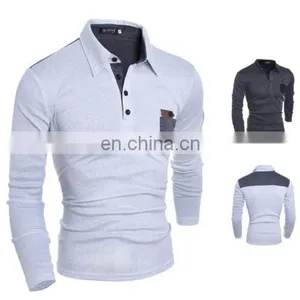 China Supplier 2016 New Men's Stylish Long Sleeve T-shirts Slim Fit Casual Polo T-shirts Tops thumbnail-3
