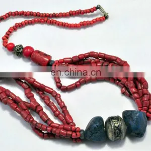 Multi Strand 2013 Fashion Red Necklace Coral Bead Red Stone Necklace thumbnail-1