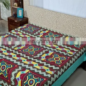Luxury Hotel 100% Cotton Bedsheets and Pillow Cover Handmade Design Jaipuri Bedding Set thumbnail-2