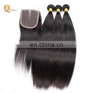 Unprocessed Wholesale Virgin Brazilian Straight Hair Weave Bundles With Closure Brazilian Hair Closure thumbnail-4