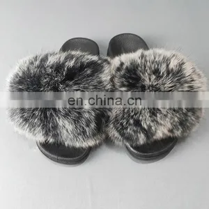 Amazon Hot Sale Factory Price Fashion Women Indoor Soft With The Faux Fur Sandals Furry Slipper for Ladies thumbnail-3