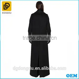 Black Double Breasted Maxi Ladies Wool Long Winter Wool Coats thumbnail-2