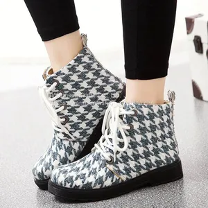 Casual Shoes Women Korean Style Trendy Short Boots Women Thick Velvet Lace-up Flat Shoes Women thumbnail-4
