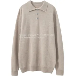 Men′s Polo Collar 100% Pure Cashmere Design Knitted Sweater Casual Shirt thumbnail-4