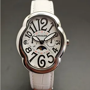 Stainless Steel Women Watches Genuine Leather Strip Multi-function Lady Fashion Watch thumbnail-1