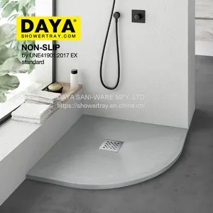 Marble Custom Made Stone Resin Shower Pan Base Anti Slip Shower Tray for Bathroom thumbnail-1