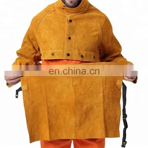 Mens Split Cowhide Leather Welding Cape Sleeves With Detachable Leather Welding Apron thumbnail-1