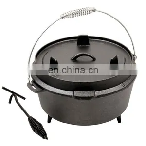 China Cast Iron Camping Pot With Black Surface and Handle thumbnail-2