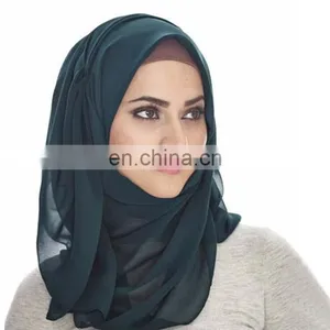 Wholesale Plain Women Scarf Georgette Kuwaiti Chiffon Hijab thumbnail-1