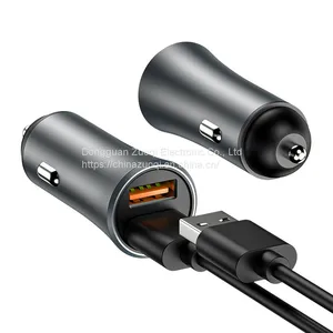 12/24V 5V 2.4A Mini Fast Charge USB TYPE-C High-quality Dual USB Car Charger thumbnail-1