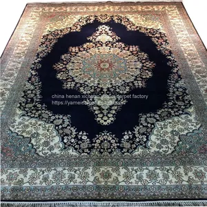 5x8ft Royal Blue Handmade Silk Persian Carpet for Sitting Room and Bedding Room thumbnail-5